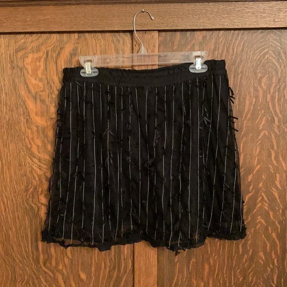 Authentic Y2K Funhouse NYC gothic pinstriped mini skirt tulle and ribbons XXL - Picture 1 of 8